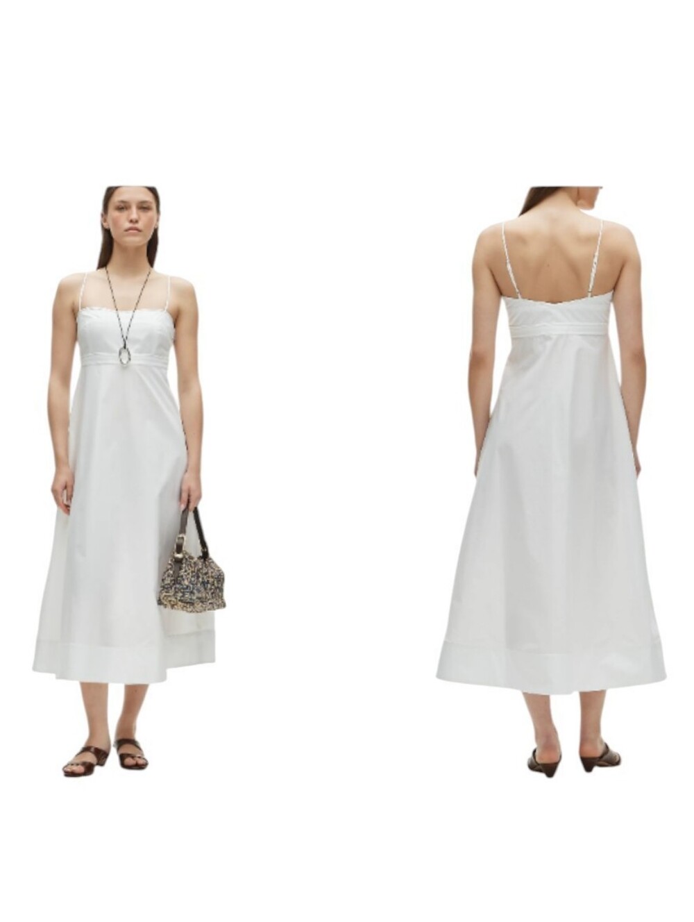NWT J. Crew Empire-waist dress cotton poplin White Midi Length Size 14 Tall